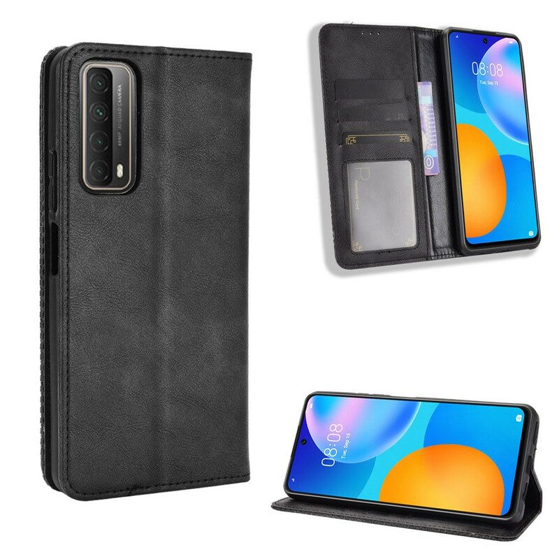 Bescherming Hoesje voor Huawei P Smart 2021 Folio-hoesje Gestileerd Vintage Leereffect