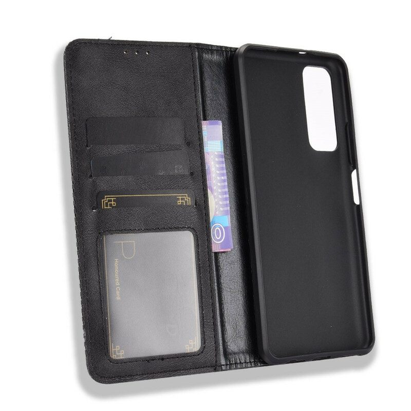 Bescherming Hoesje voor Huawei P Smart 2021 Folio-hoesje Gestileerd Vintage Leereffect