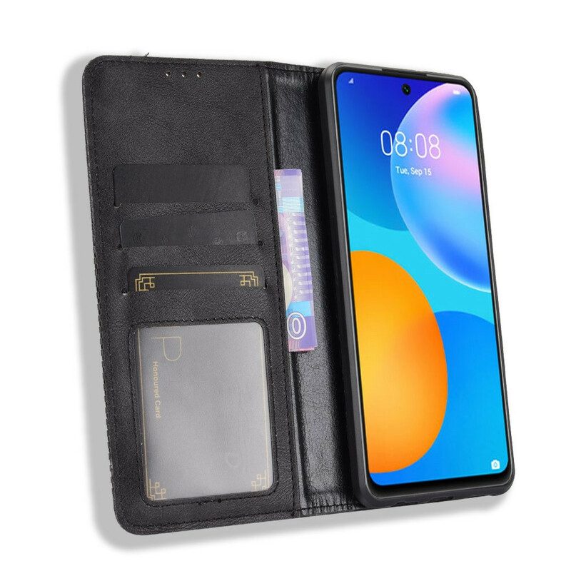 Bescherming Hoesje voor Huawei P Smart 2021 Folio-hoesje Gestileerd Vintage Leereffect