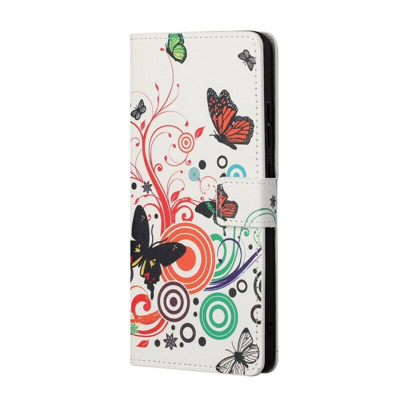 Flip Case voor Huawei P Smart 2021 Vlinders En Bloemen