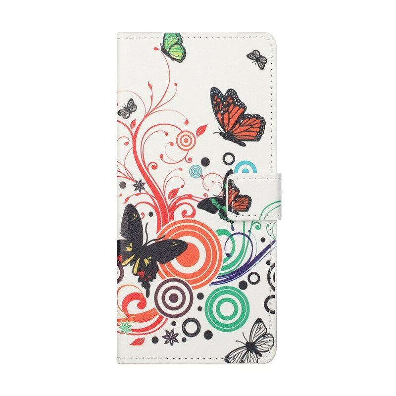 Flip Case voor Huawei P Smart 2021 Vlinders En Bloemen