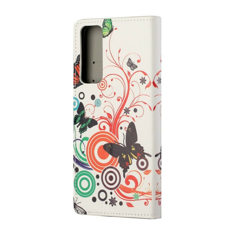 Flip Case voor Huawei P Smart 2021 Vlinders En Bloemen