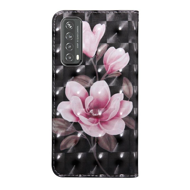 Folio-hoesje voor Huawei P Smart 2021 Lichte Vlek Bloemen Bloesem