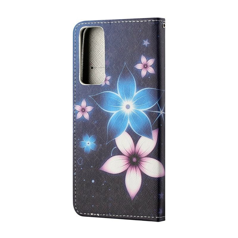 Folio-hoesje voor Huawei P Smart 2021 Met Ketting Maanband Bloemen