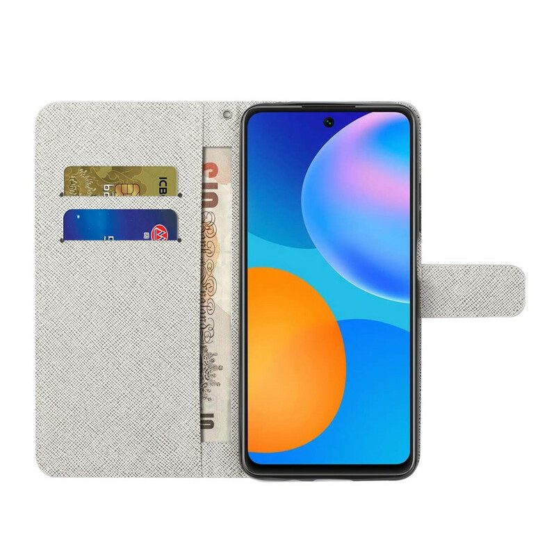 Folio-hoesje voor Huawei P Smart 2021 Met Ketting Maanband Bloemen