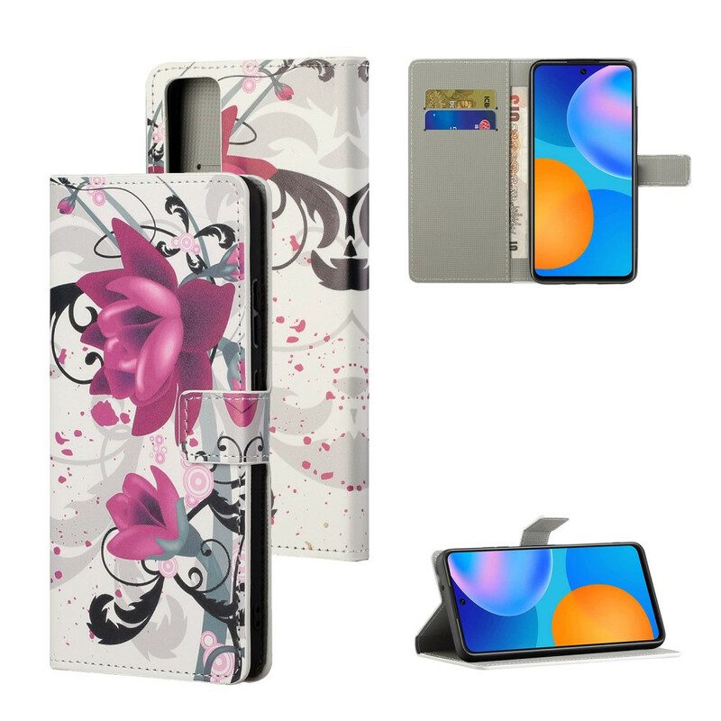 Folio-hoesje voor Huawei P Smart 2021 Tropische Bloemen