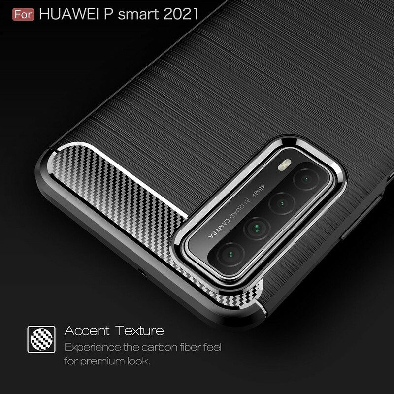 Hoesje voor Huawei P Smart 2021 Geborstelde Koolstofvezel