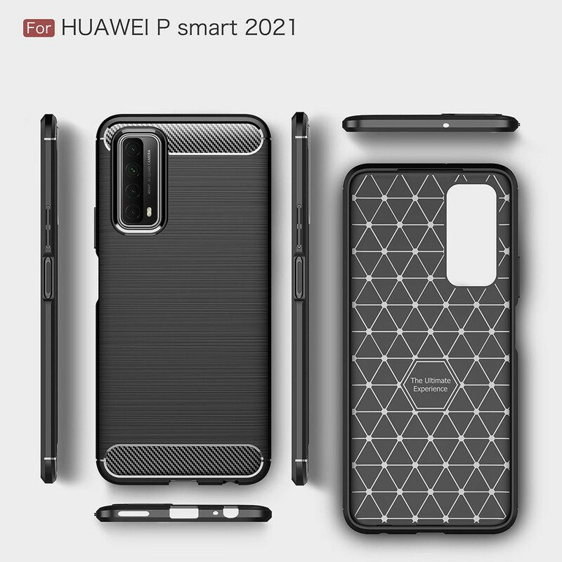 Hoesje voor Huawei P Smart 2021 Geborstelde Koolstofvezel