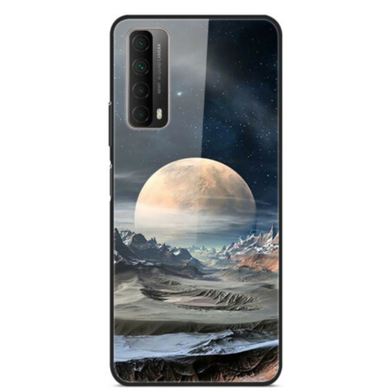 Hoesje voor Huawei P Smart 2021 Space Moon Gehard Glas