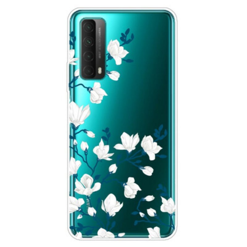 Hoesje voor Huawei P Smart 2021 Witte Bloemen