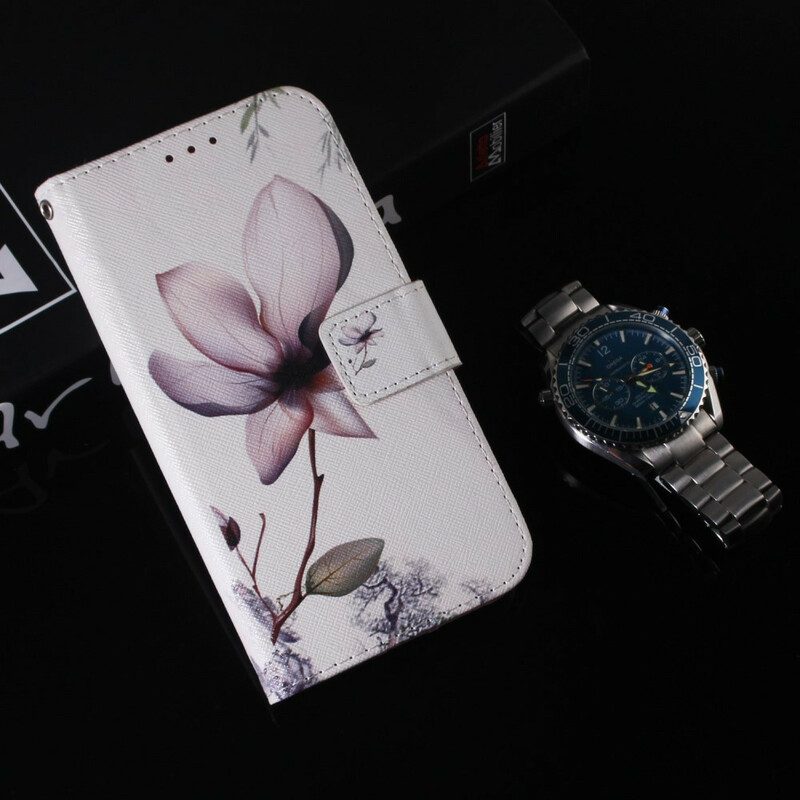 Leren Hoesje voor Huawei P Smart 2021 Een Roze Bloem