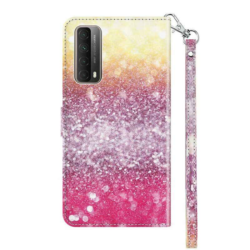 Leren Hoesje voor Huawei P Smart 2021 Magenta Glitterverloop