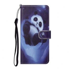 Leren Hoesje voor Huawei P Smart 2021 Met Ketting Panda Space Met Sleutelkoord