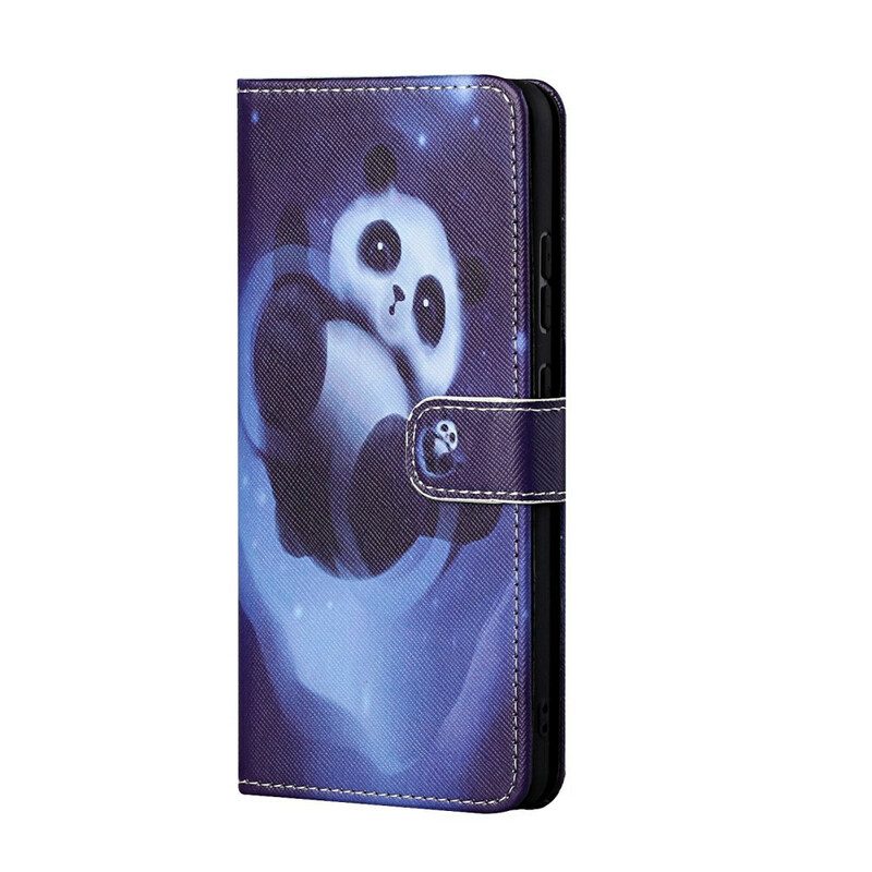 Leren Hoesje voor Huawei P Smart 2021 Met Ketting Panda Space Met Sleutelkoord