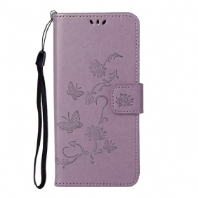 Leren Hoesje voor Huawei P Smart 2021 Met Ketting Riem Bloemen