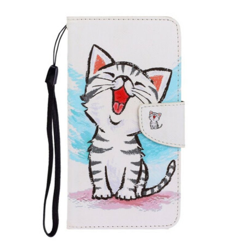 Leren Hoesje voor Huawei P Smart 2021 Met Ketting Strappy Kleur Kitten