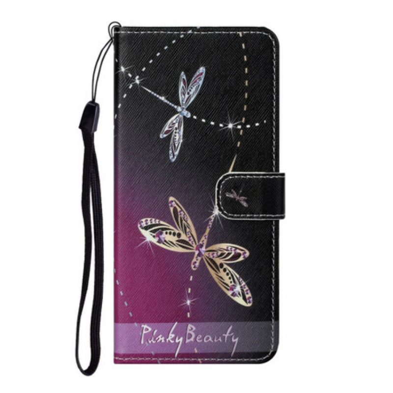 Leren Hoesje voor Huawei P Smart 2021 Met Ketting Strappy Libellen