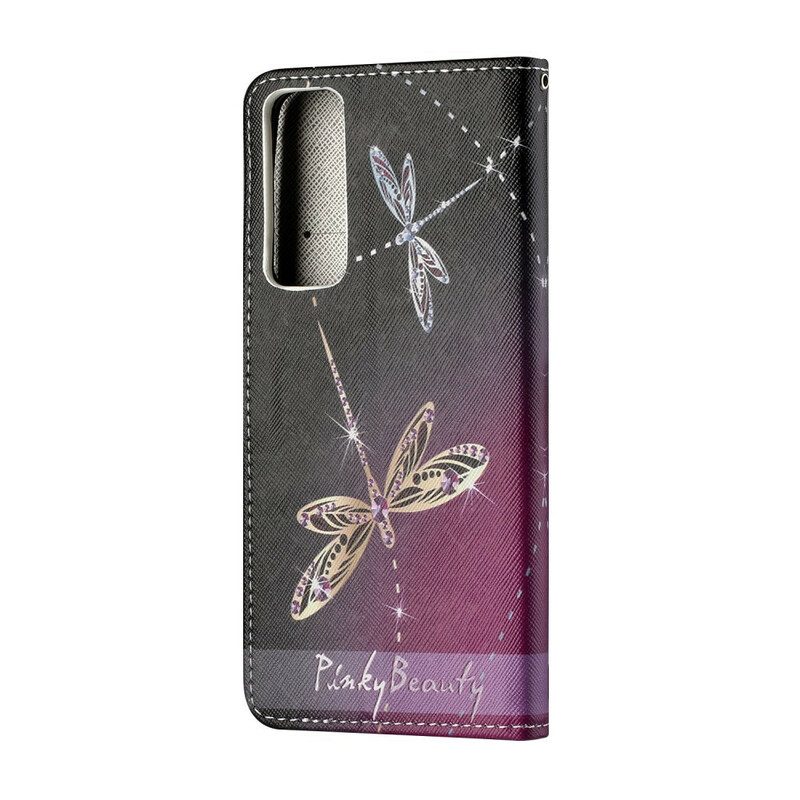 Leren Hoesje voor Huawei P Smart 2021 Met Ketting Strappy Libellen