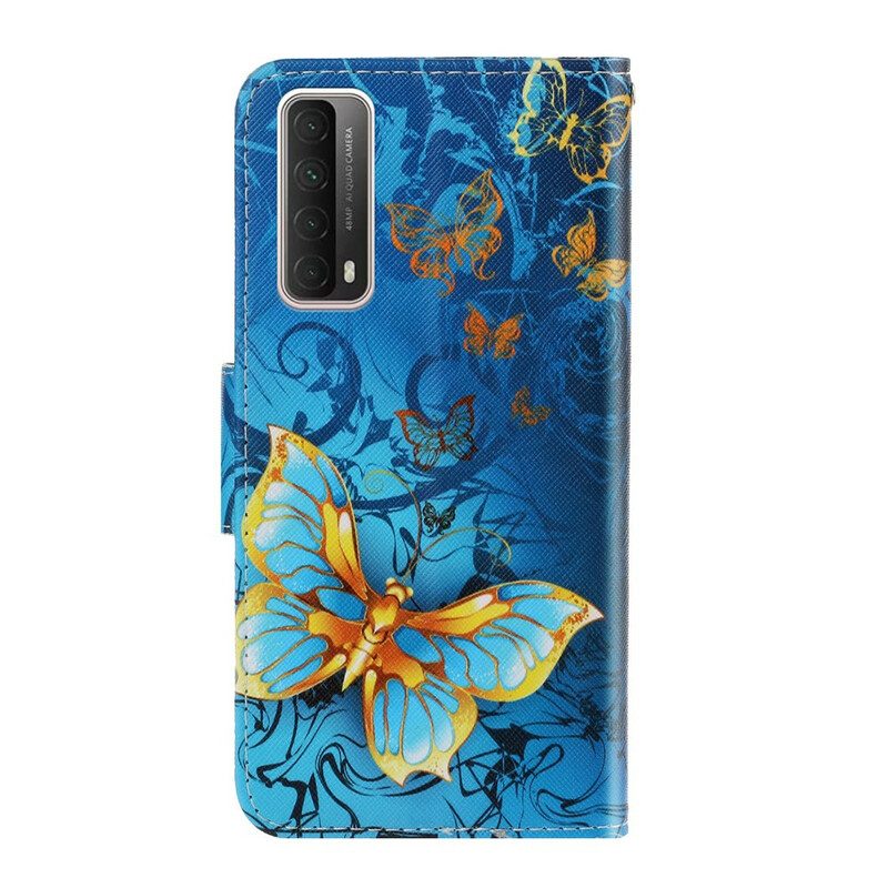 Leren Hoesje voor Huawei P Smart 2021 Met Ketting Vlinderbandvariaties