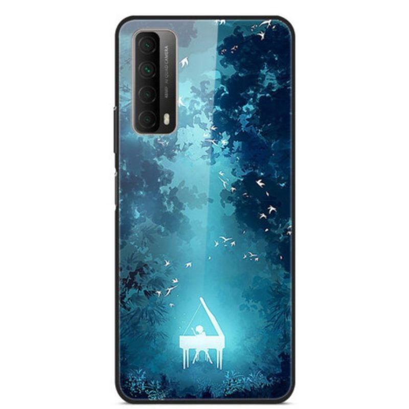 Telefoonhoesje voor Huawei P Smart 2021 Gehard Glas Piano In De Nacht