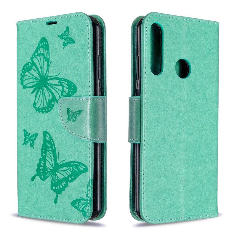 Folio-hoesje voor Huawei Y6p Flip Case Vlinders En Schuine Klep