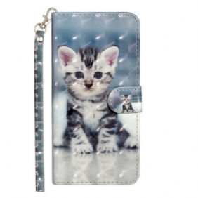 Folio-hoesje voor Huawei Y6p Met Ketting Kitten Light Spots Met Riem