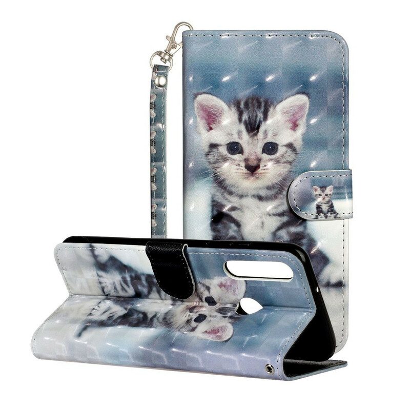 Folio-hoesje voor Huawei Y6p Met Ketting Kitten Light Spots Met Riem