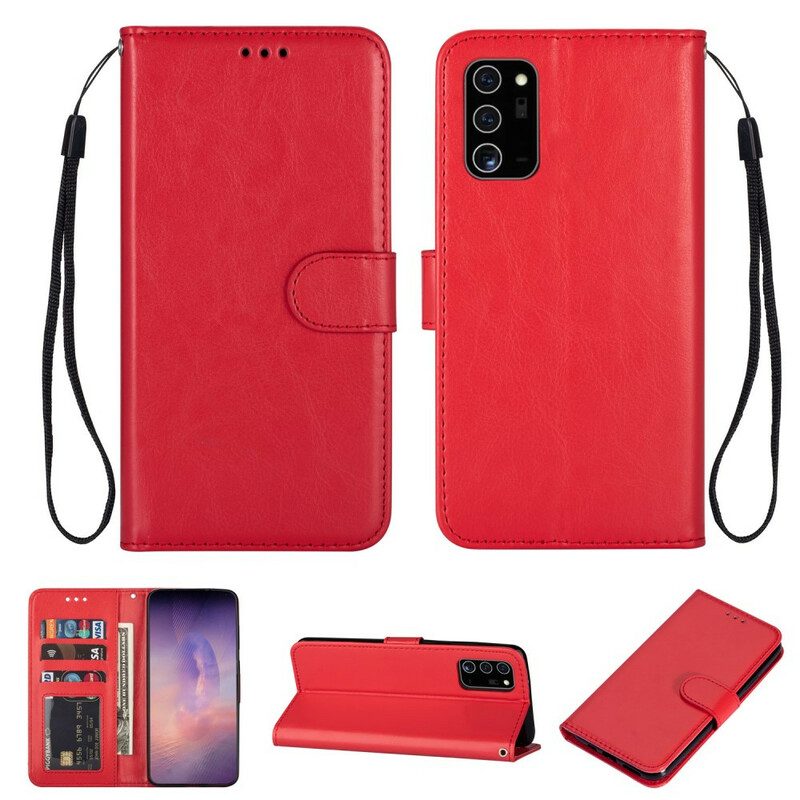 Flip Case voor Samsung Galaxy Note 20 Met Ketting Effen Kleur Serie Strappy