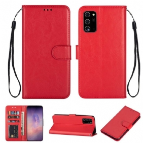 Flip Case voor Samsung Galaxy Note 20 Met Ketting Effen Kleur Serie Strappy