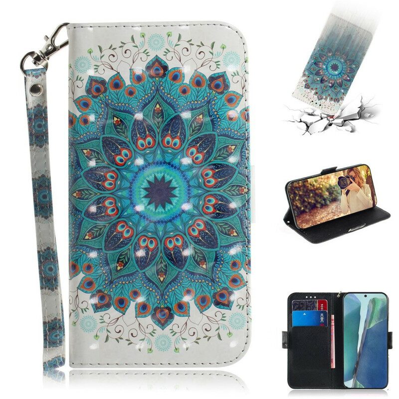 Flip Case voor Samsung Galaxy Note 20 Met Ketting Meesterlijke Mandala Met Riem