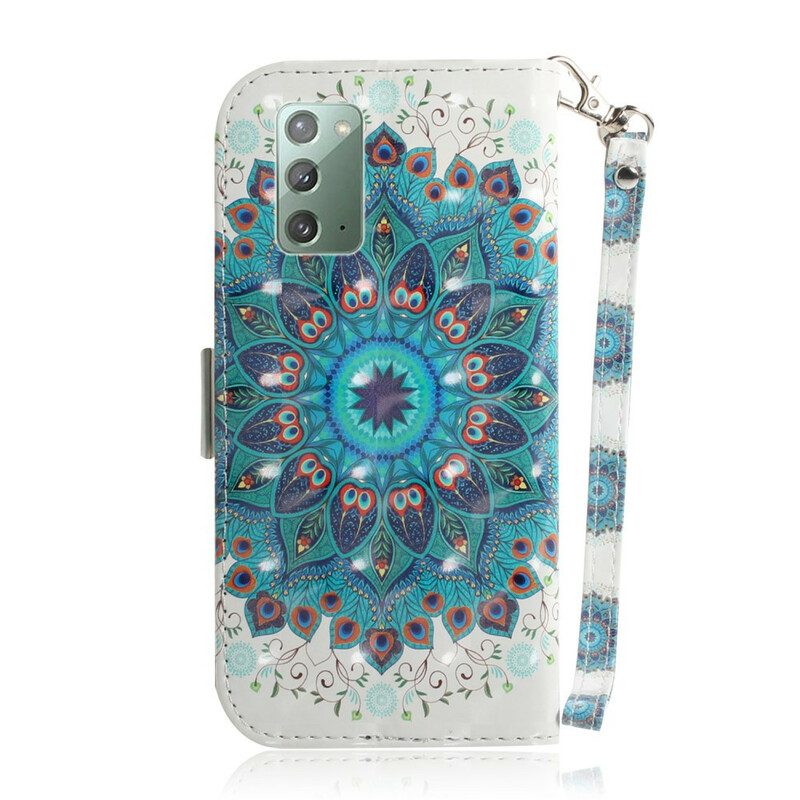 Flip Case voor Samsung Galaxy Note 20 Met Ketting Meesterlijke Mandala Met Riem