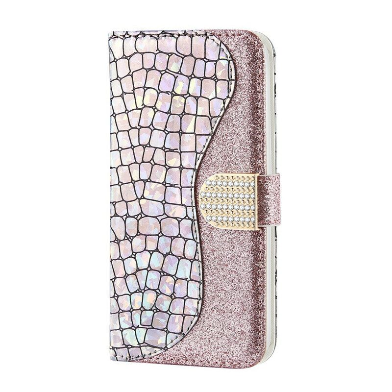 Folio-hoesje voor Samsung Galaxy Note 20 Krokodil Diamanten