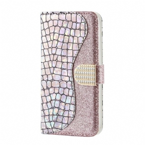 Folio-hoesje voor Samsung Galaxy Note 20 Krokodil Diamanten