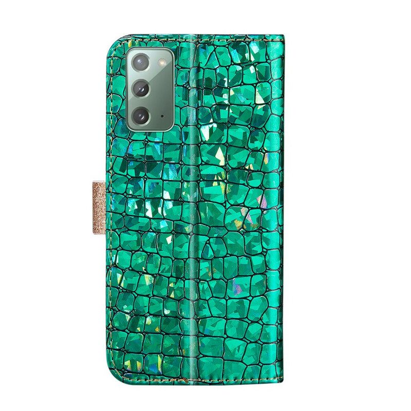 Folio-hoesje voor Samsung Galaxy Note 20 Krokodil Diamanten