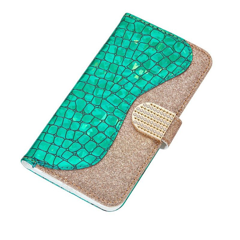 Folio-hoesje voor Samsung Galaxy Note 20 Krokodil Diamanten