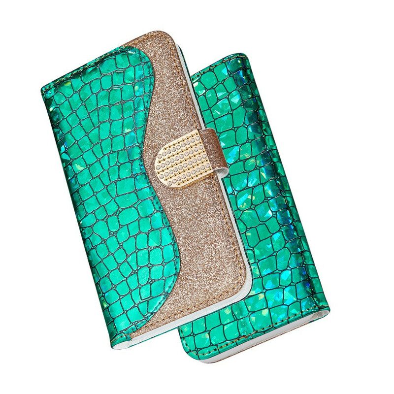 Folio-hoesje voor Samsung Galaxy Note 20 Krokodil Diamanten