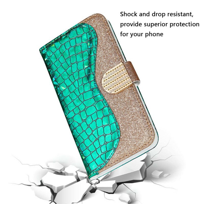 Folio-hoesje voor Samsung Galaxy Note 20 Krokodil Diamanten