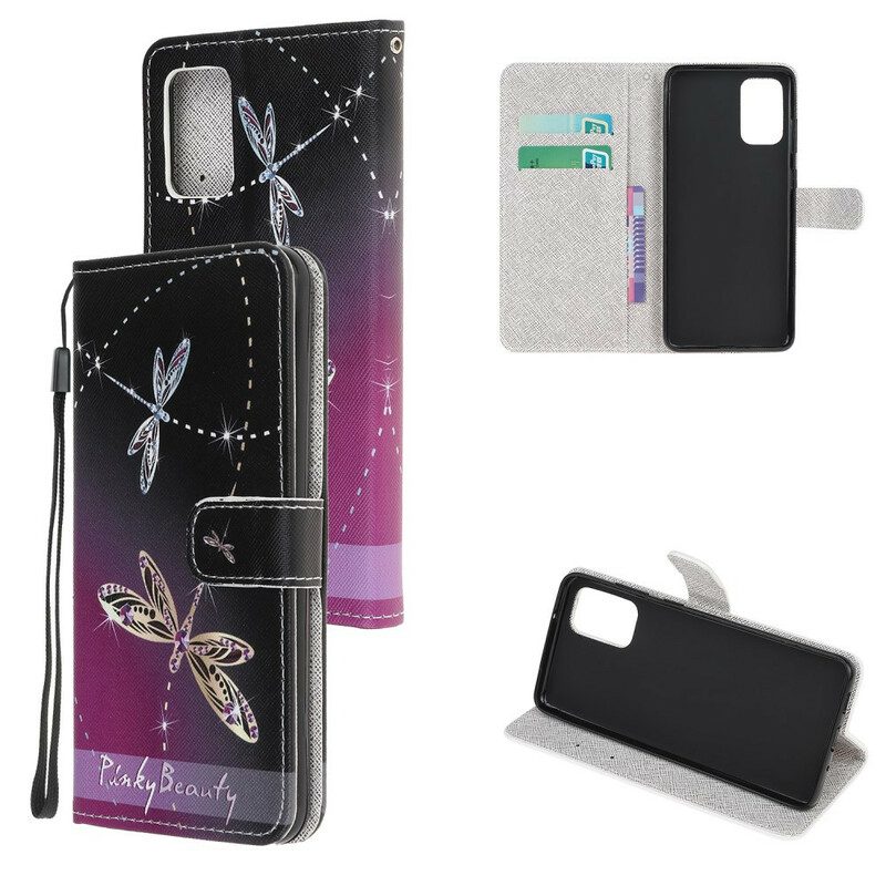 Folio-hoesje voor Samsung Galaxy Note 20 Met Ketting Strappy Libellen