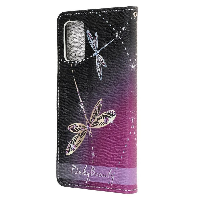 Folio-hoesje voor Samsung Galaxy Note 20 Met Ketting Strappy Libellen