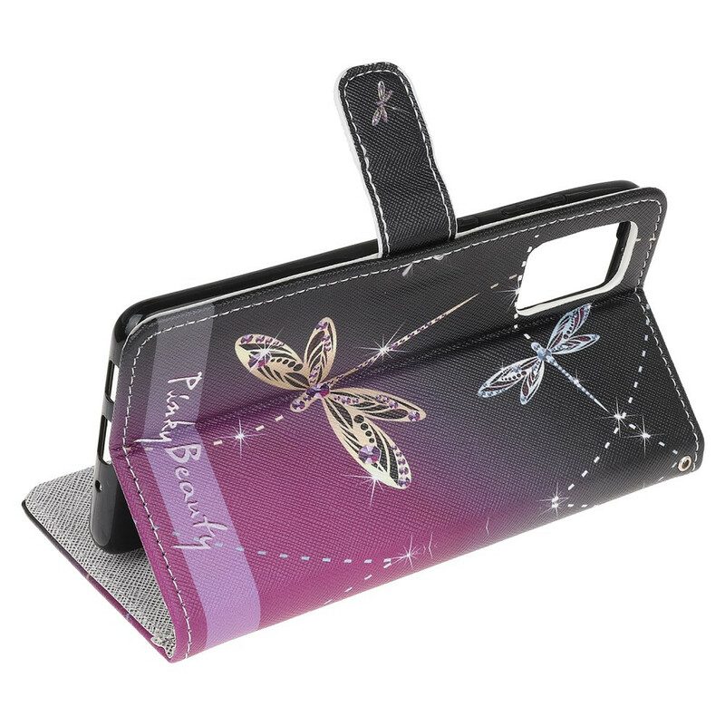 Folio-hoesje voor Samsung Galaxy Note 20 Met Ketting Strappy Libellen