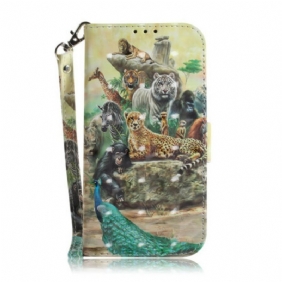 Folio-hoesje voor Samsung Galaxy Note 20 Met Ketting String Safari Dieren