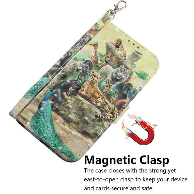 Folio-hoesje voor Samsung Galaxy Note 20 Met Ketting String Safari Dieren