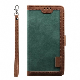 Folio-hoesje voor Samsung Galaxy Note 20 Retro Kunstleer Met Lanyard