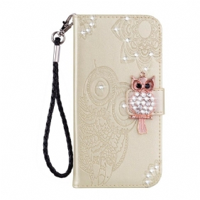 Folio-hoesje voor Samsung Galaxy Note 20 Uil Mandala En Charme