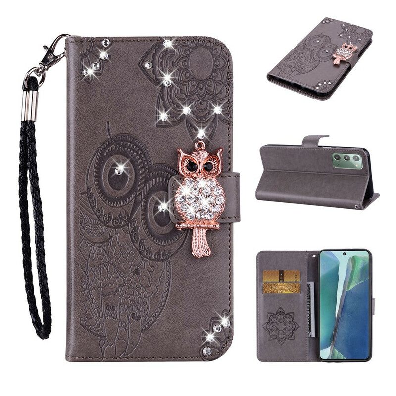 Folio-hoesje voor Samsung Galaxy Note 20 Uil Mandala En Charme