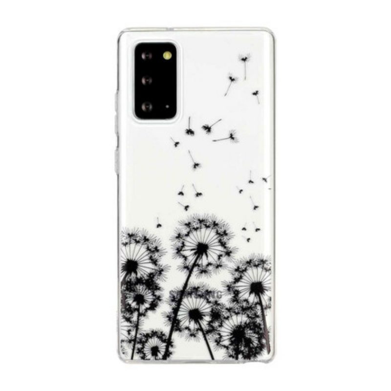 Hoesje voor Samsung Galaxy Note 20 Naadloze Zwarte Paardebloemen