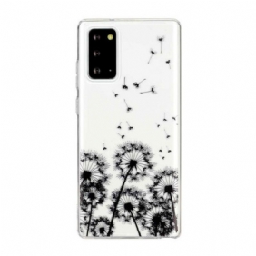 Hoesje voor Samsung Galaxy Note 20 Naadloze Zwarte Paardebloemen