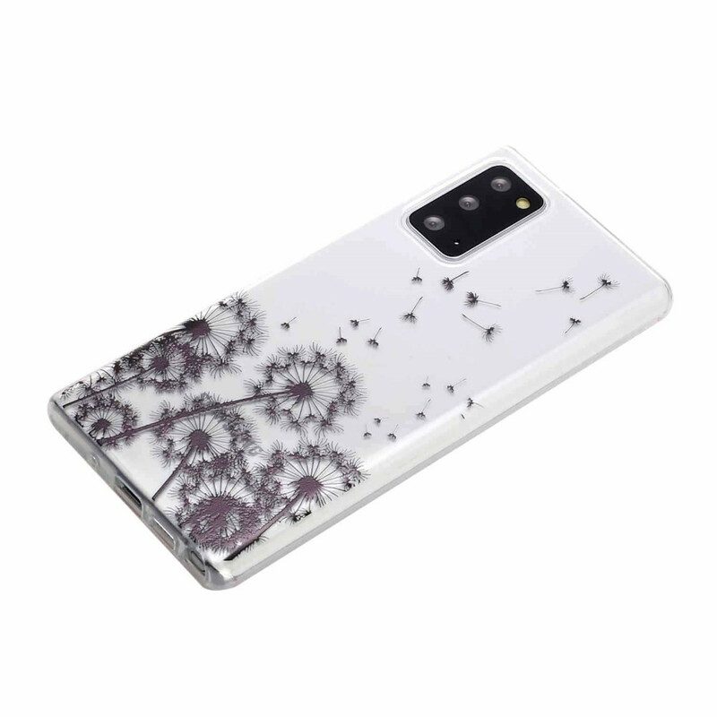 Hoesje voor Samsung Galaxy Note 20 Naadloze Zwarte Paardebloemen