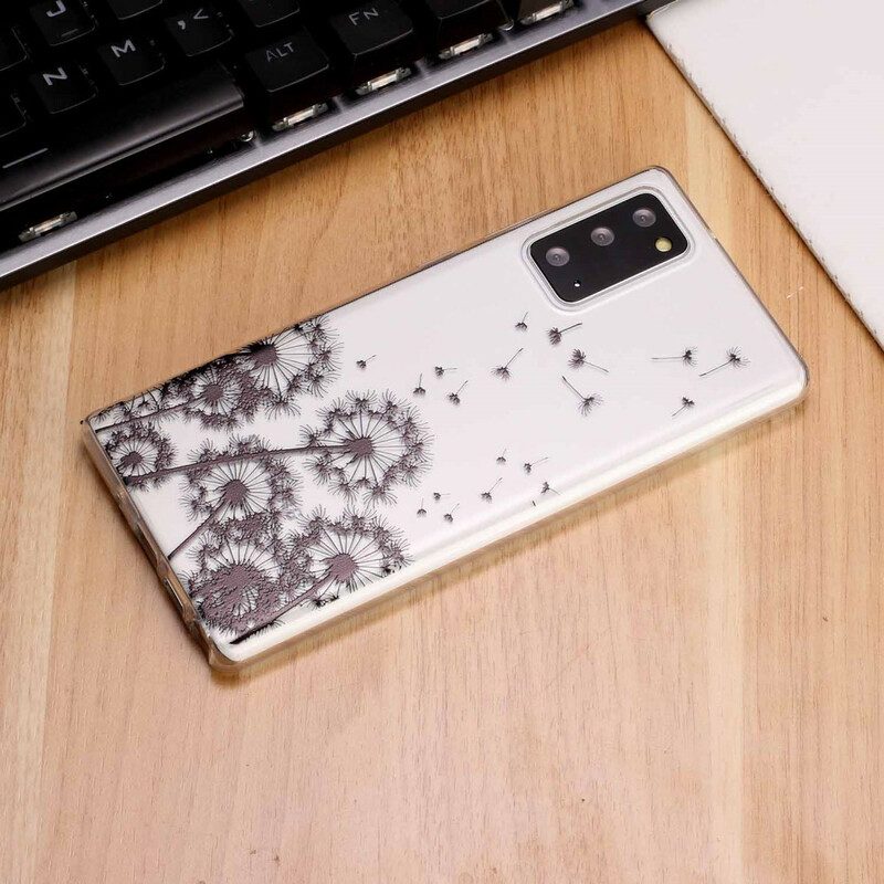 Hoesje voor Samsung Galaxy Note 20 Naadloze Zwarte Paardebloemen