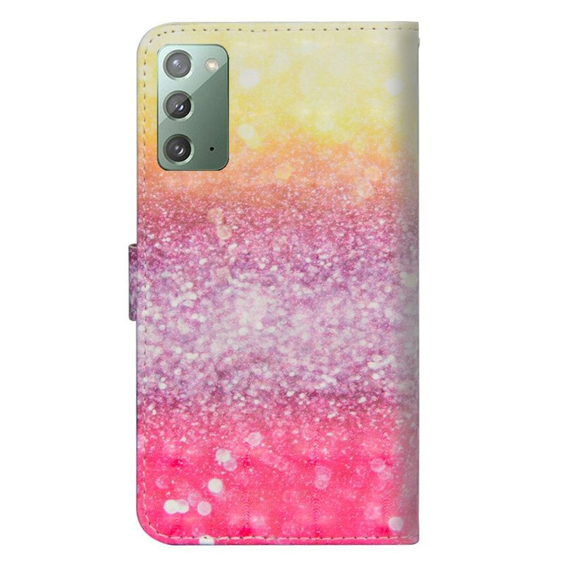 Leren Hoesje voor Samsung Galaxy Note 20 Magenta Glitterverloop